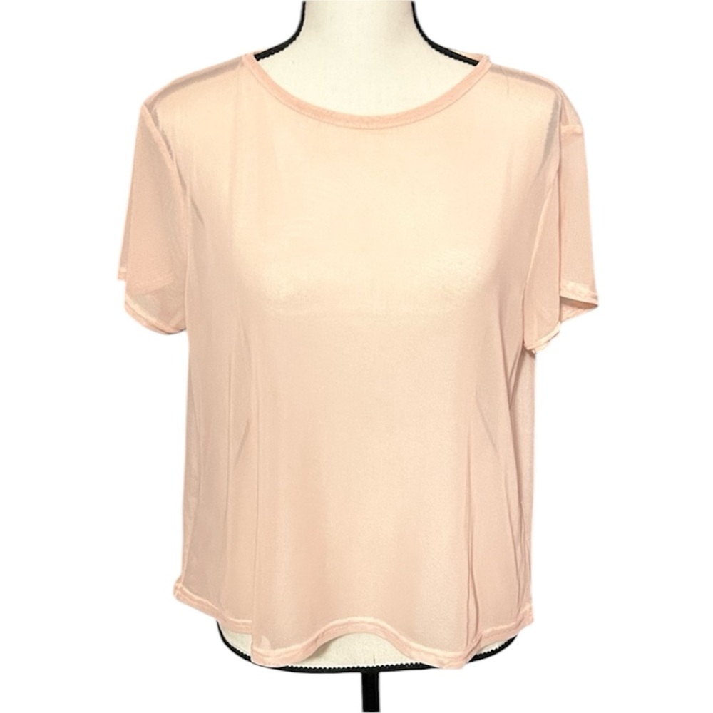 Missguided Baby Pink Sheer Summer Festival Short Sleeve Crop Top